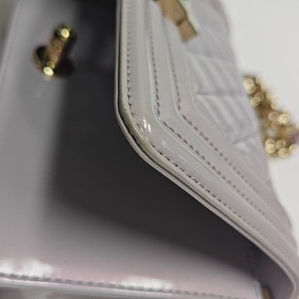 BOY CHANEL Small Quilted Patent Leather Purple