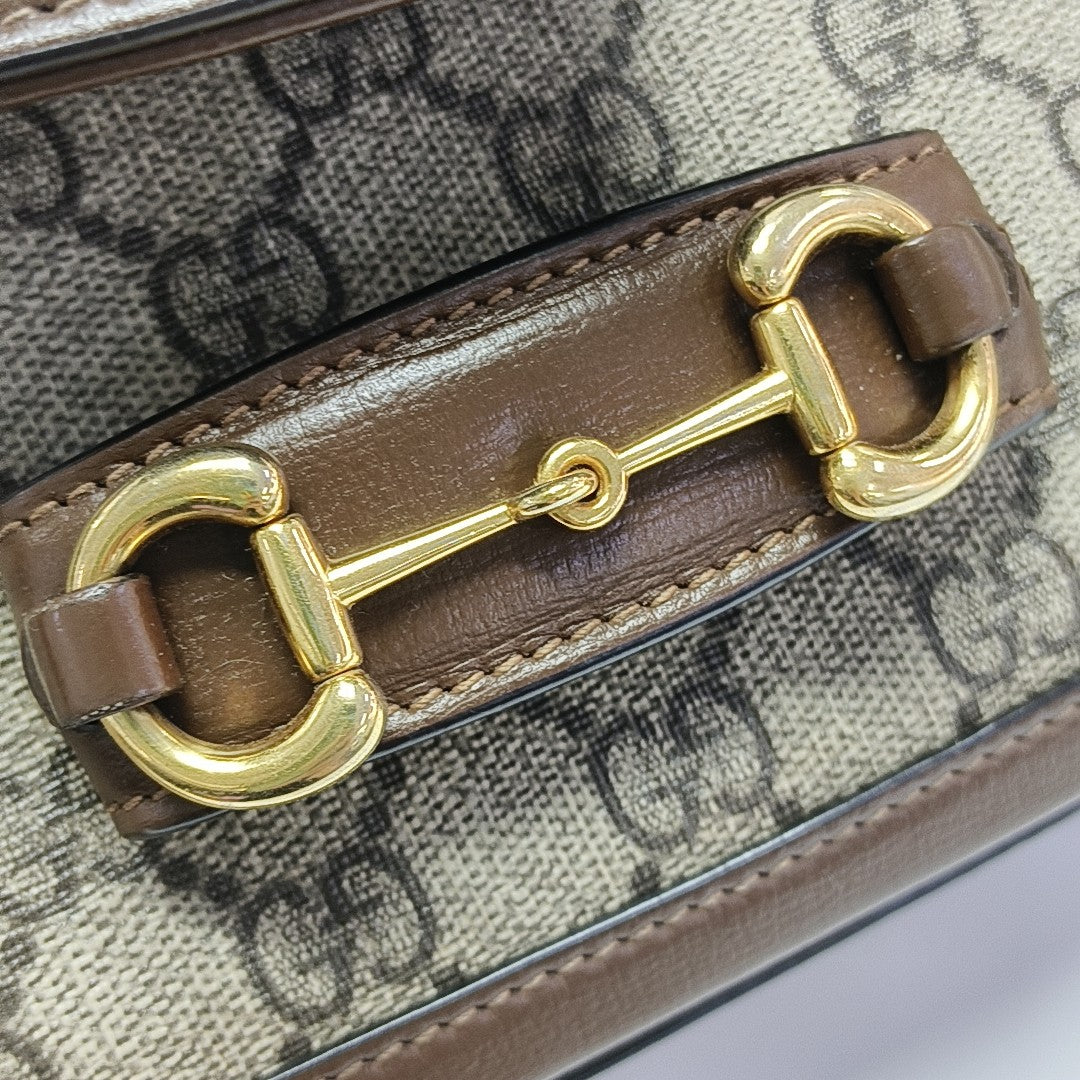 Horsebit 1955 Small Monogram Coated Canvas Black