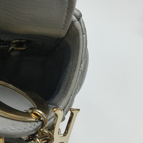 Lady Dior Mini Cannage Lambskin Gray