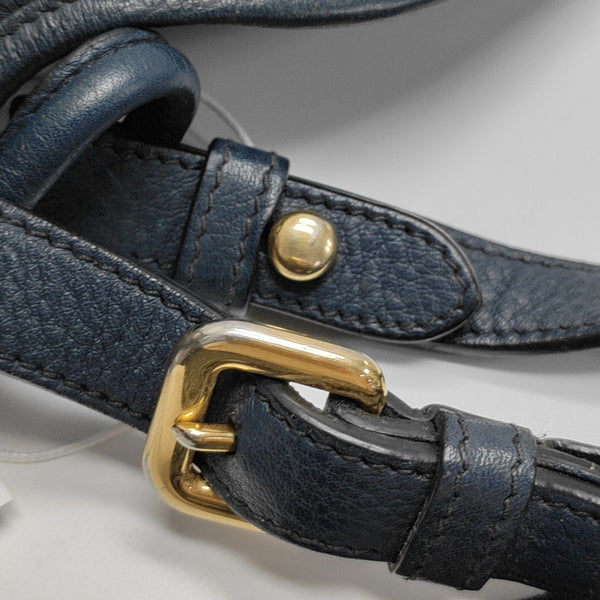 Leather Shoulder Bag Blue