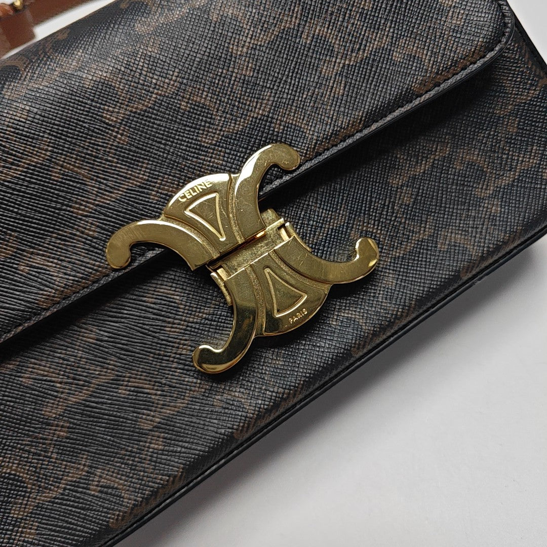 TRIOMPHE Small Coated Canvas Brown