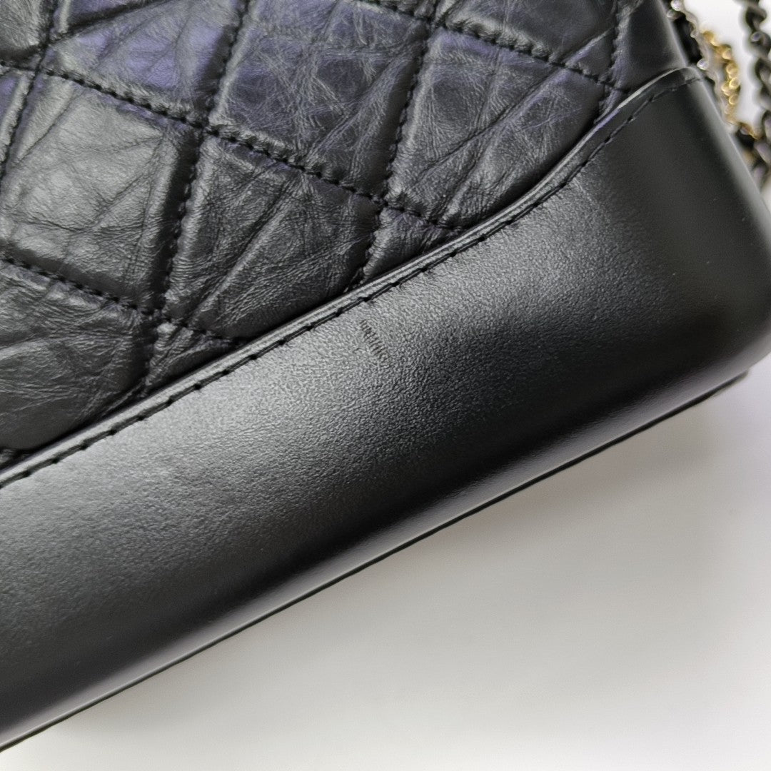 GABRIELLE Small Quilted Vintage Calf Black