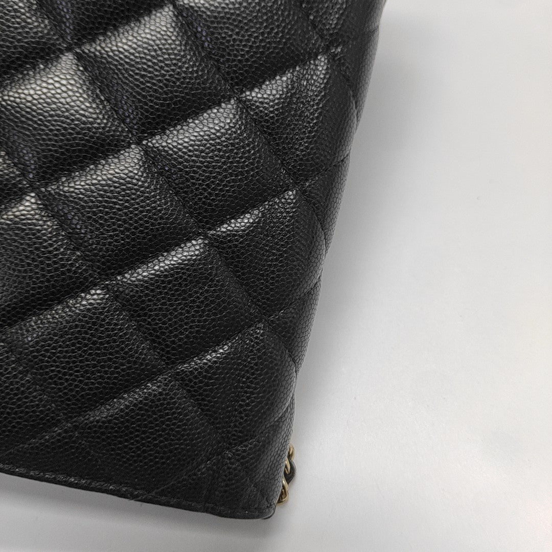 DOUBLE CC WOC Quilted Grained Calfskin Black