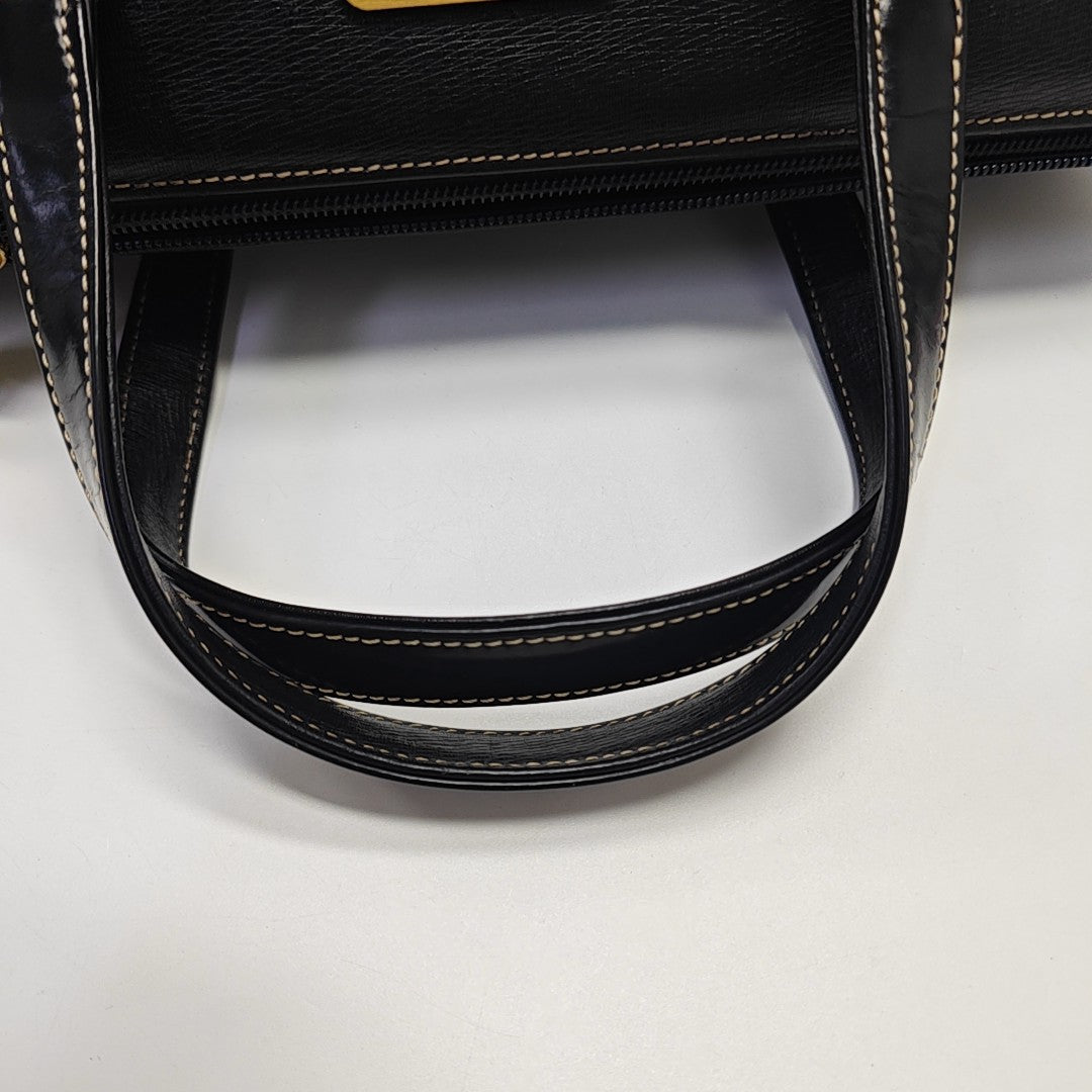 Calfskin Top Handle Bag Black