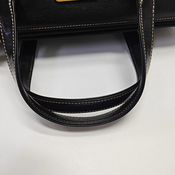 Calfskin Top Handle Bag Black