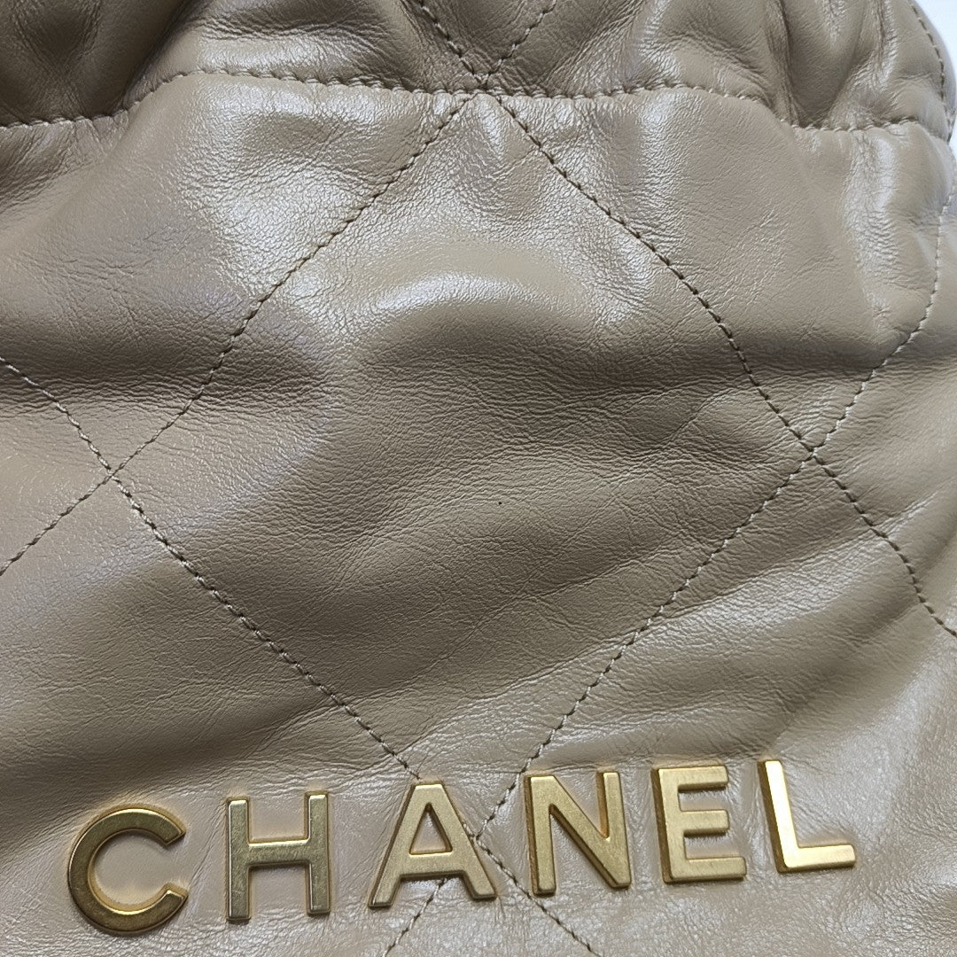 CHANEL 22 Mini Quilted Calfskin Beige
