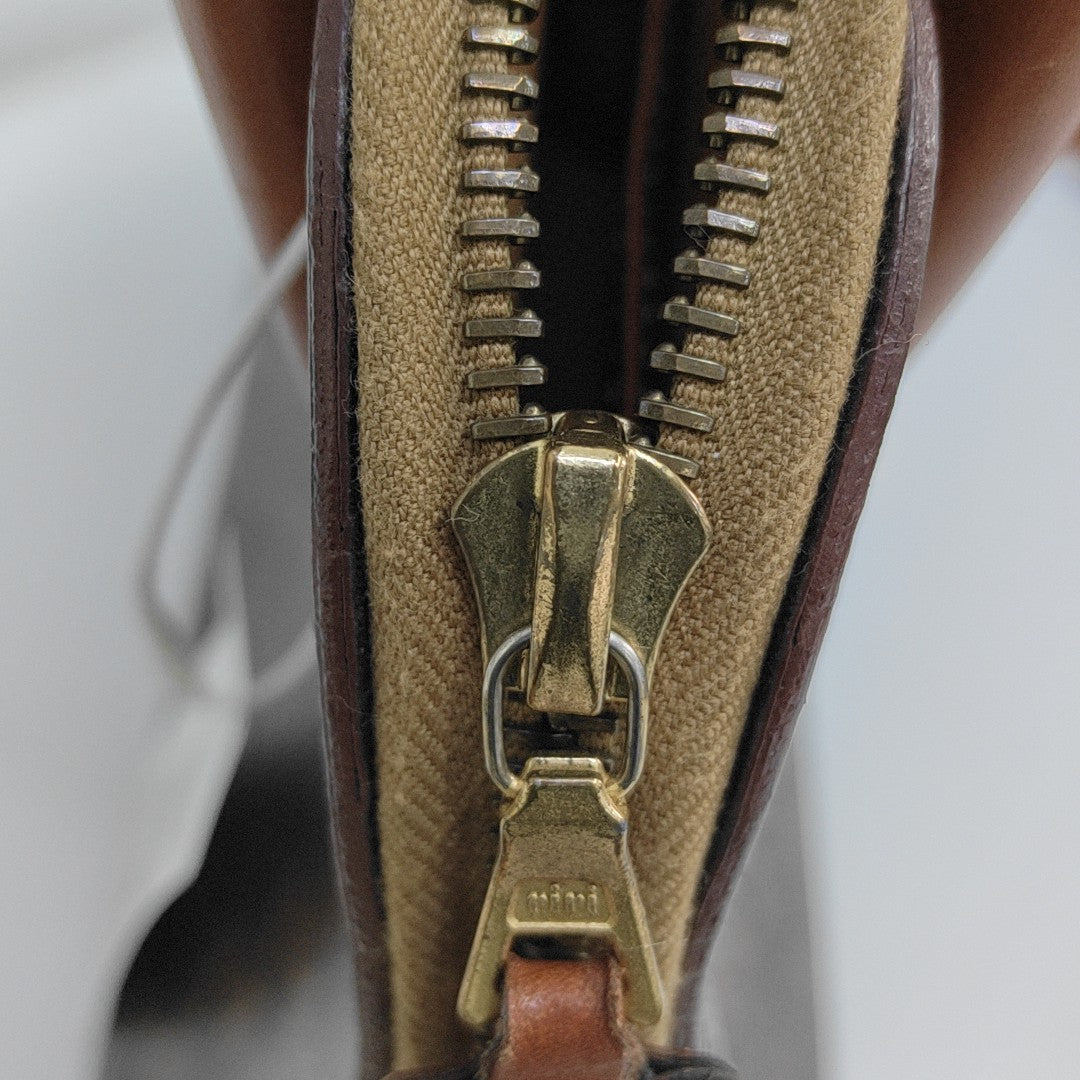 Coated Canvas Shoulder Bag Brown