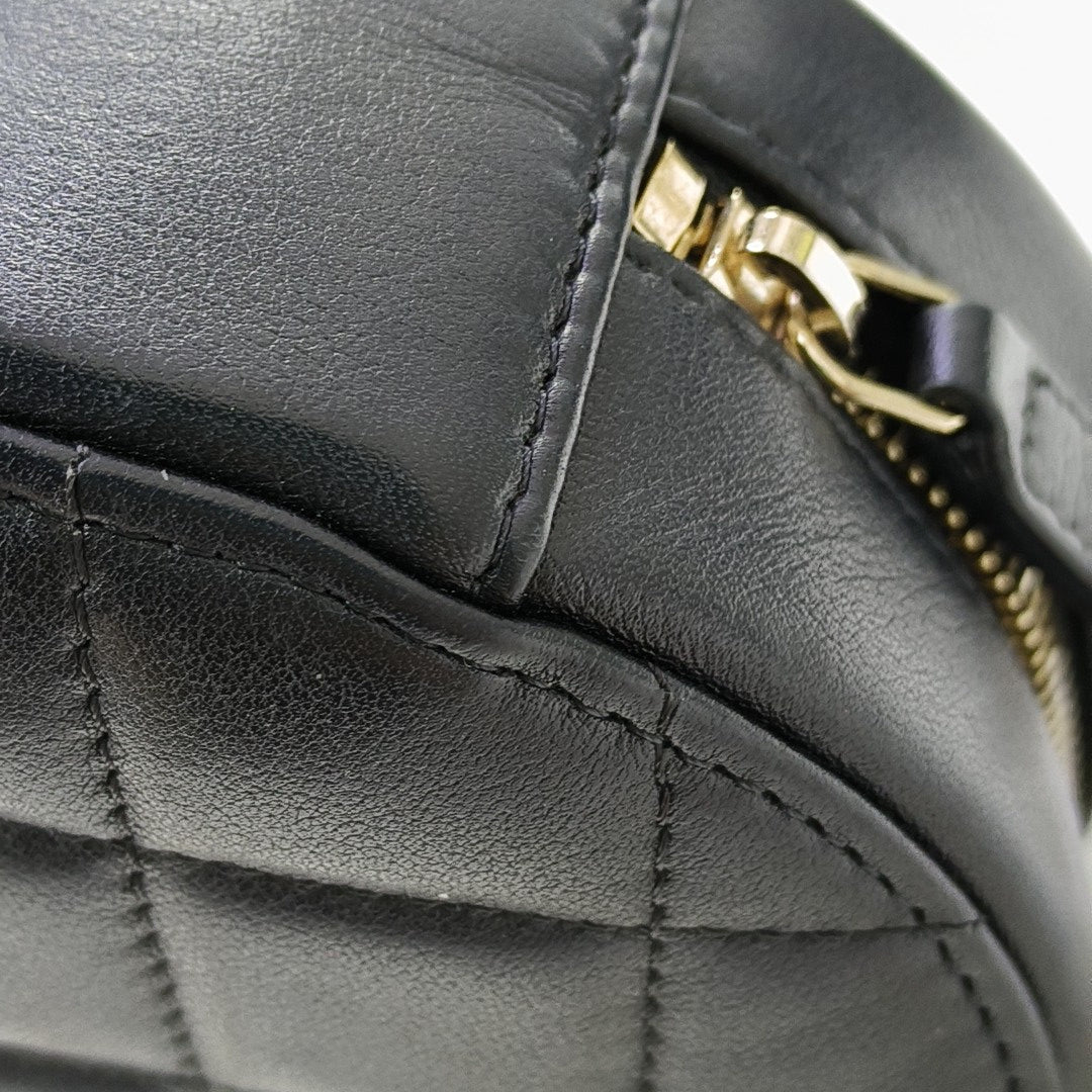 ROUND Mini Quilted Calfskin Black