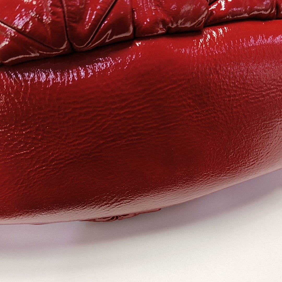 Quilted Patent Leather Shoulder Bag Red