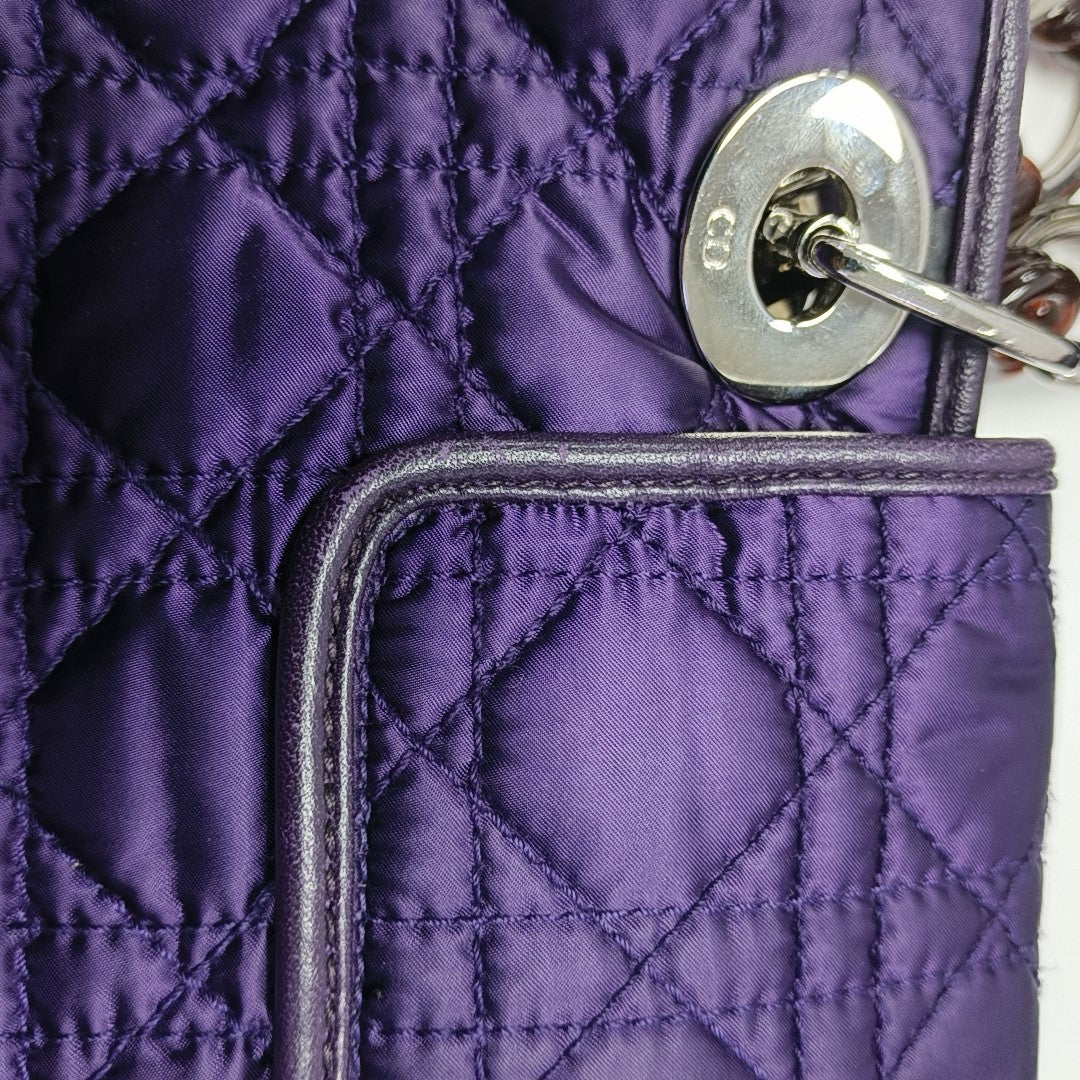 Cannage Silk Satin Tote Bag Purple