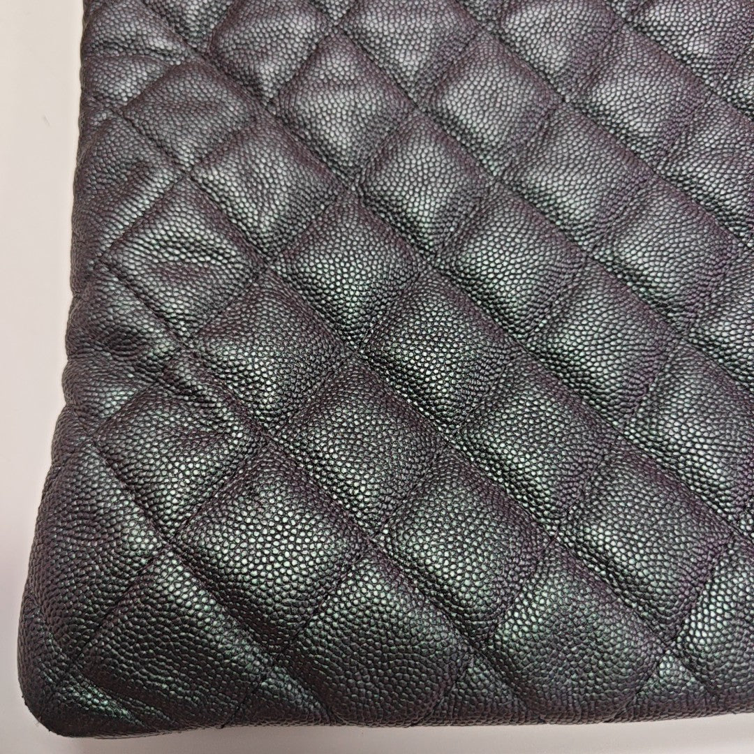 Quilted Patent Leather Tote Bag Green