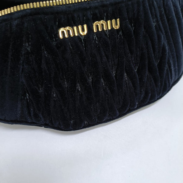 Two-Tone Waist Bag Quilted Velvet Black