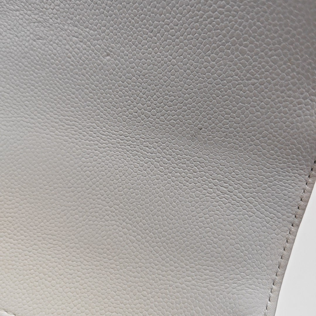 BUSINESS AFFINITY Small Quilted Grained Calfskin White