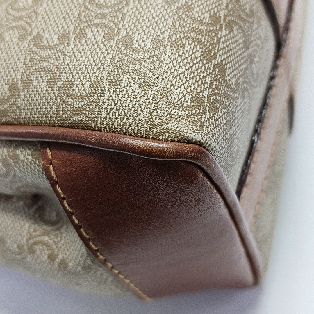 Coated Canvas Top Handle Bag Brown