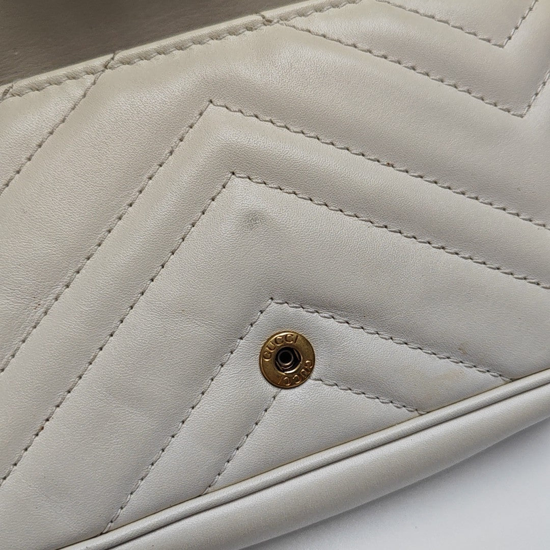 GG Marmont Mini Quilted Calfskin White