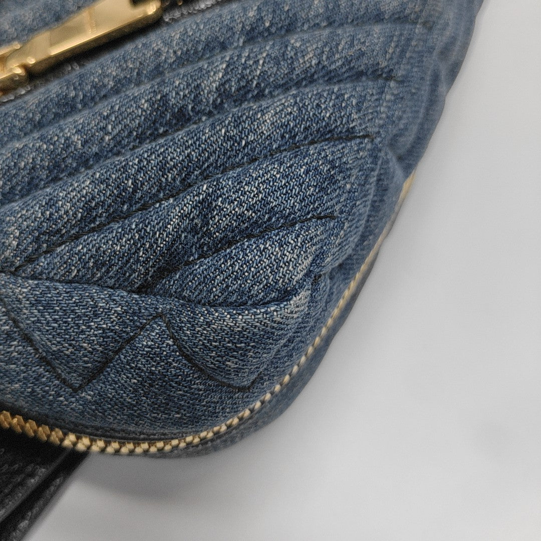 Quilted Denim Shoulder Bag Blue