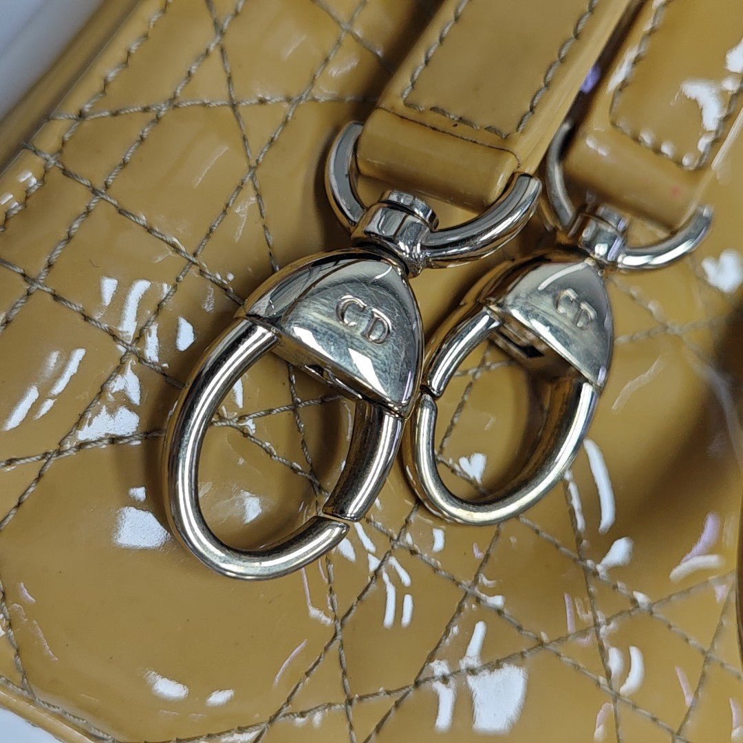Lady Dior Medium Cannage Patent Leather Yellow