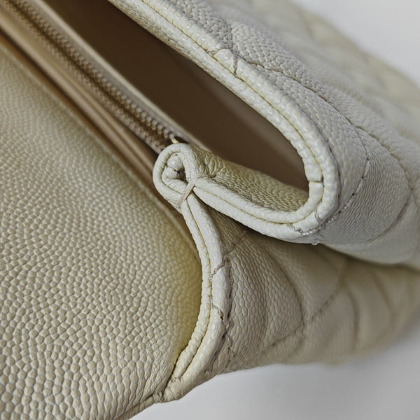 COCO HANDLE Medium Quilted Grained Calfskin Beige