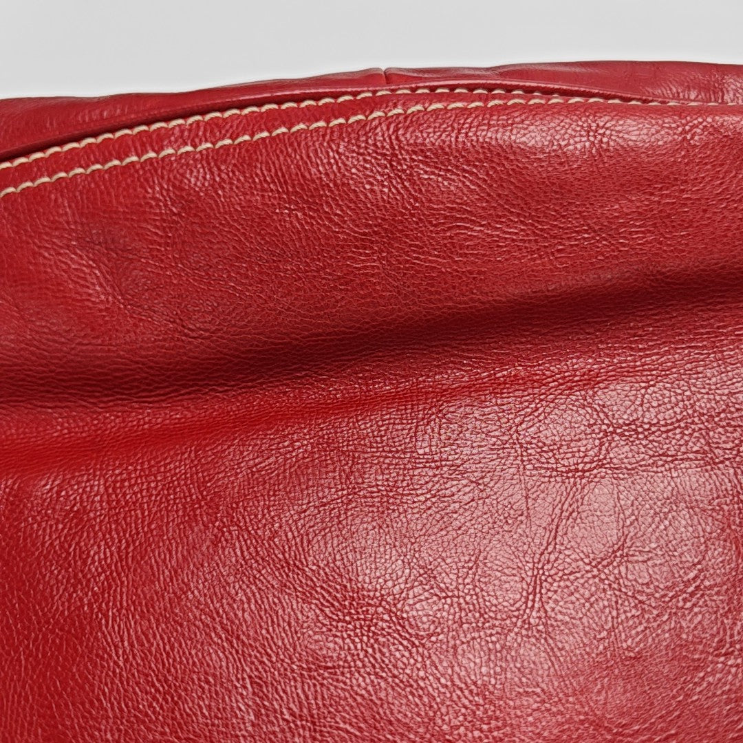Calfskin Top Handle Bag Red