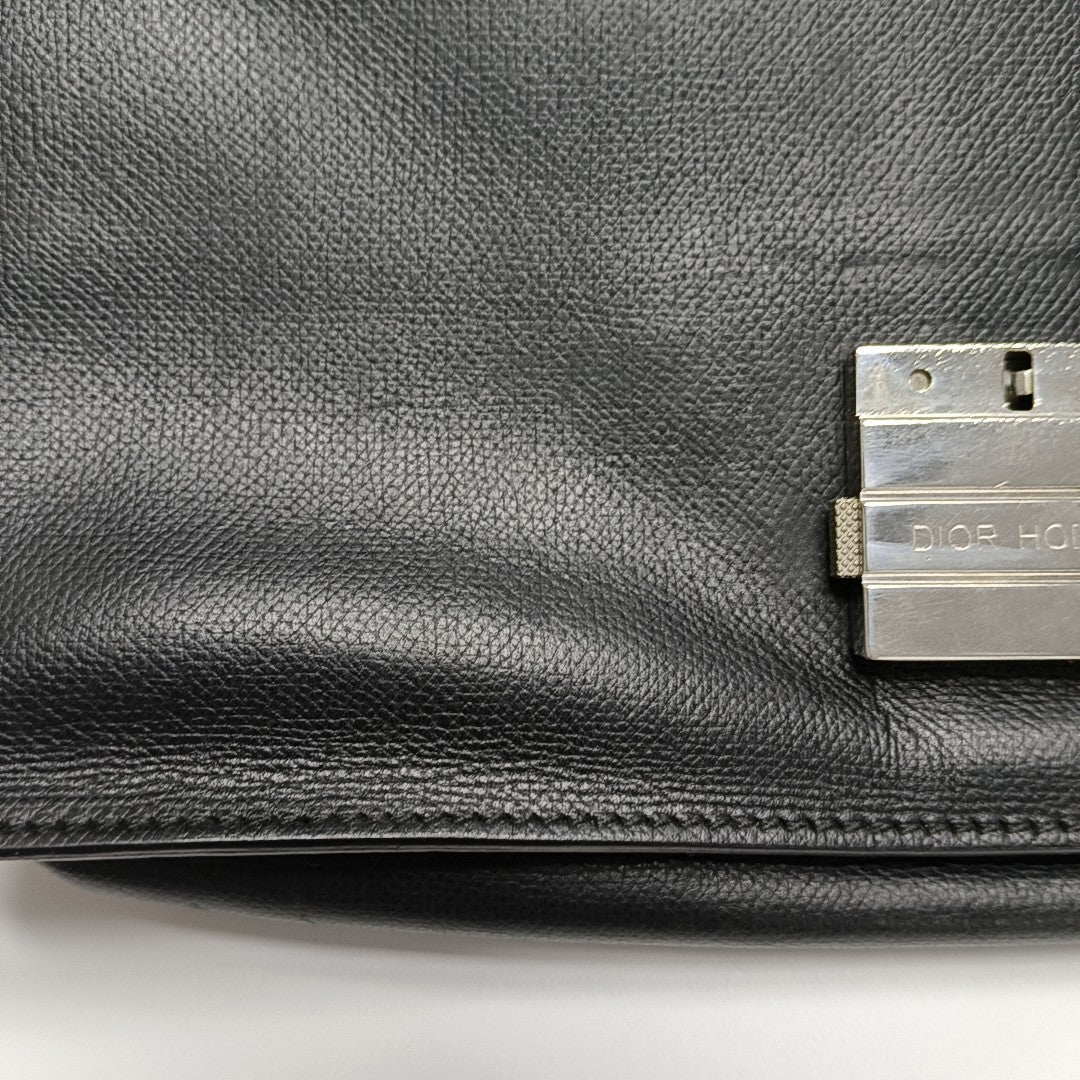 Leather Top Handle Bag Black
