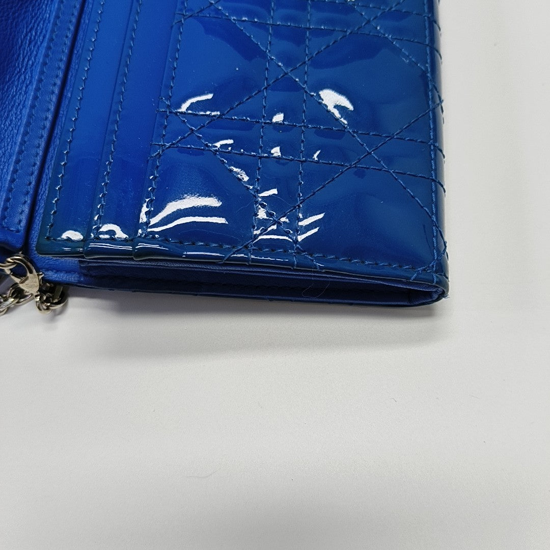 Lady Dior Small Cannage Patent Leather Blue
