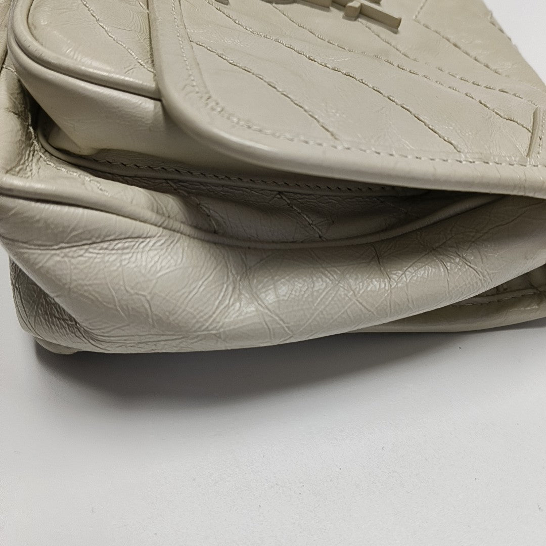 NIKI Small Chevron Calfskin White