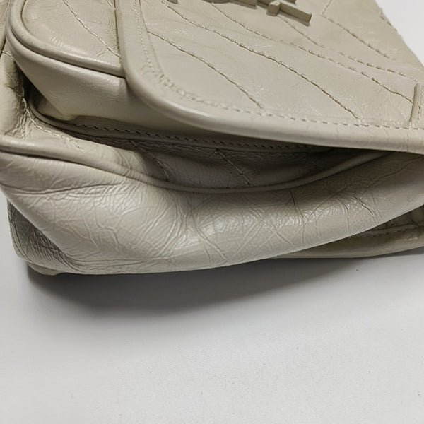 NIKI Small Chevron Calfskin White