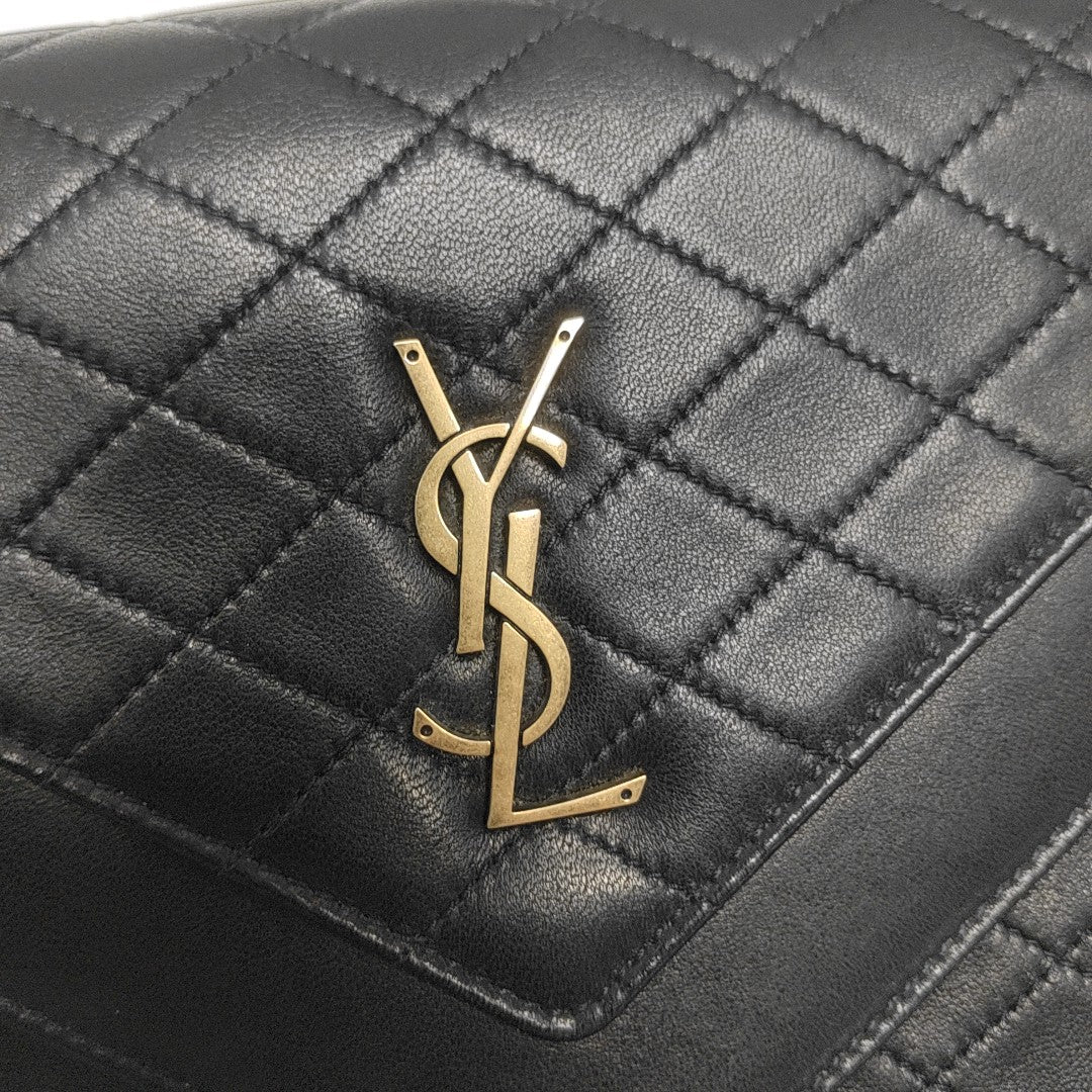 Quilted Lambskin Shoulder Bag Black