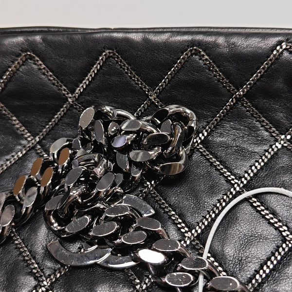 Quilted Lambskin Top Handle Bag Black
