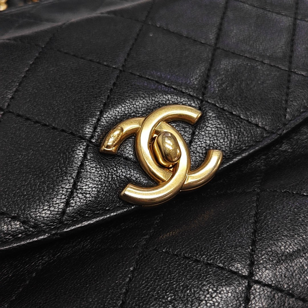 Quilted Calfskin Shoulder Bag Black