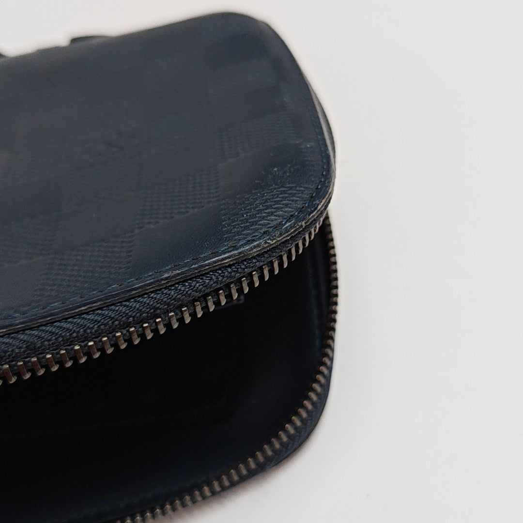 ATOLL Damier Calfskin Blue Wallet
