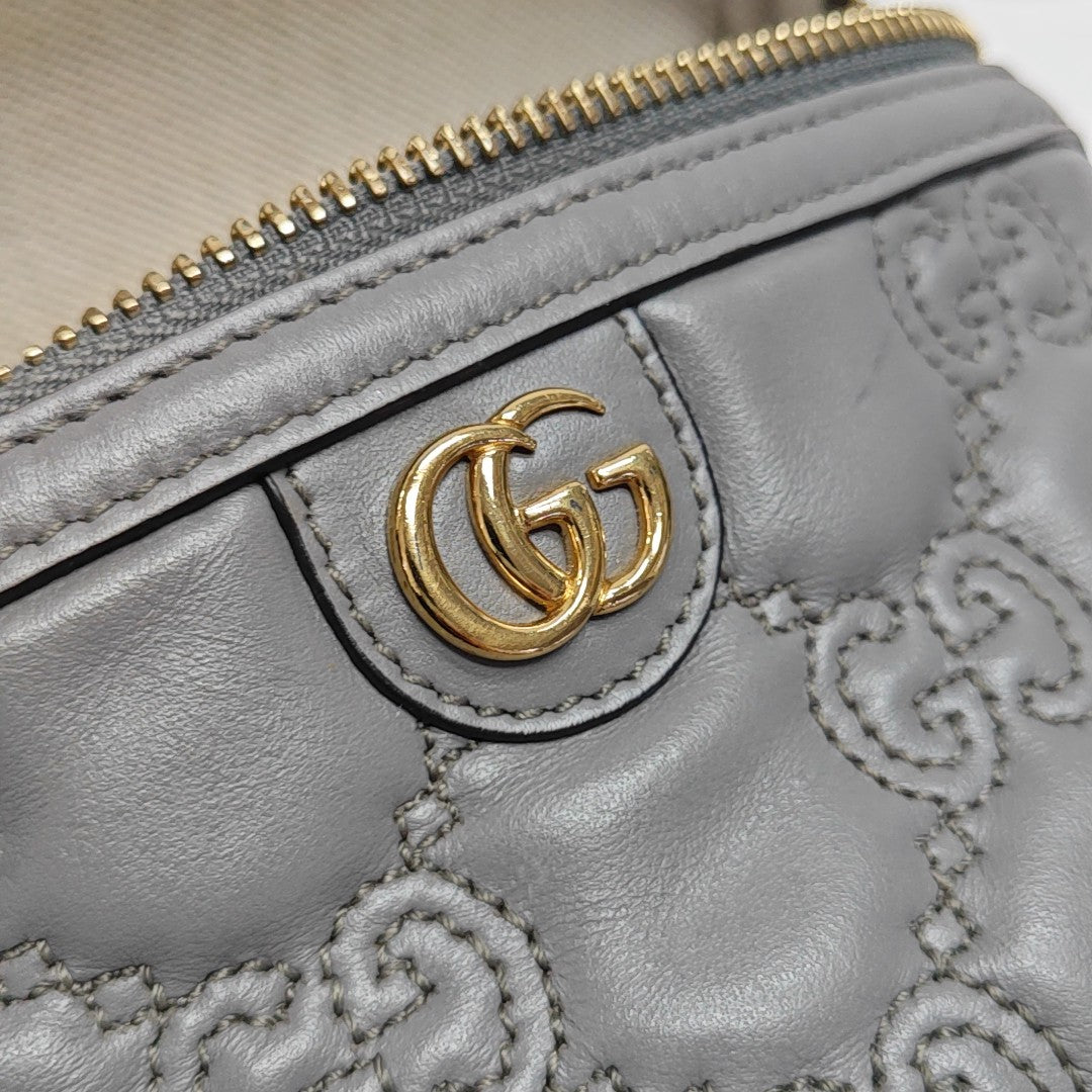 GG Matelassé Mini Quilted Calfskin Gray