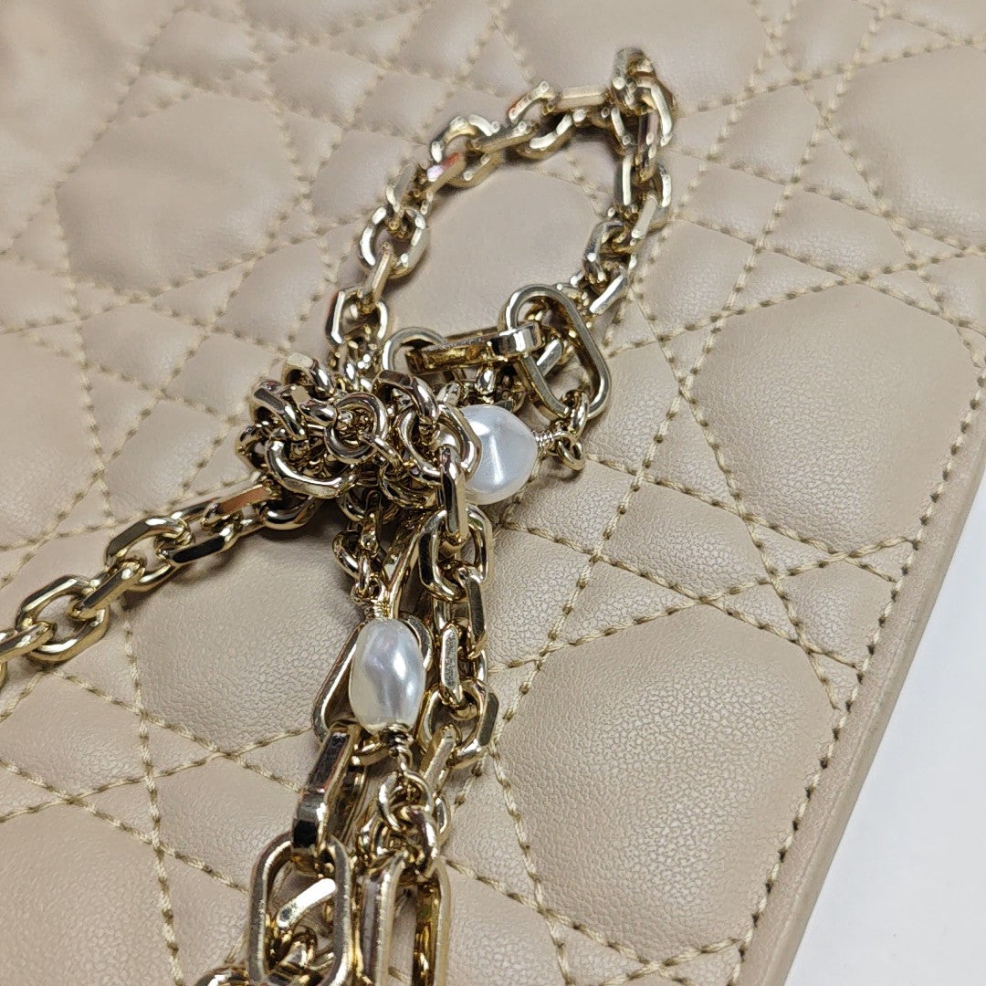 Authenticated pre-owned  Lady Dior Milly Mini Cannage Lambskin Beige - Shoulder Bag at Looply
