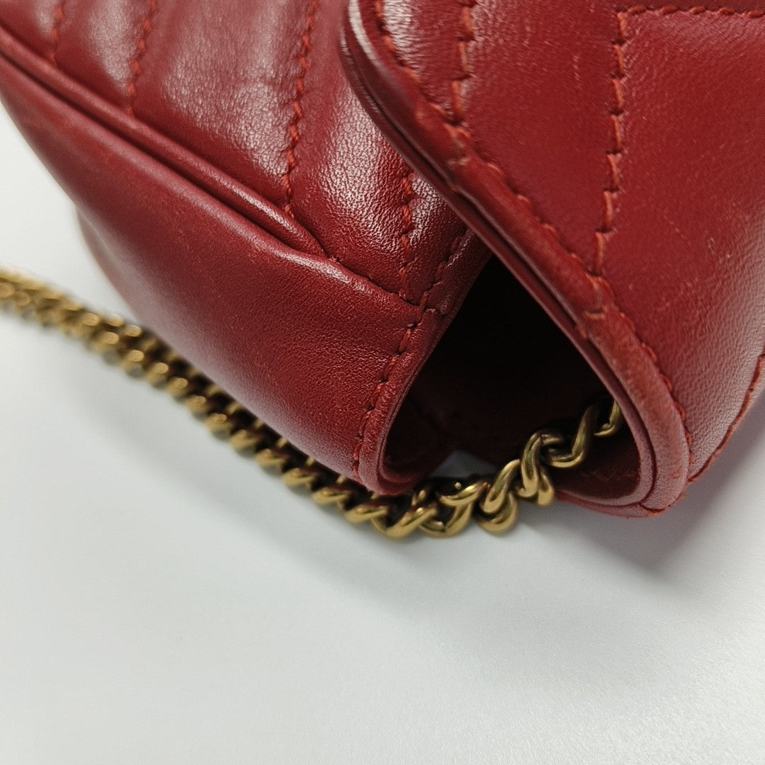 GG Marmont Mini Quilted Calfskin Red