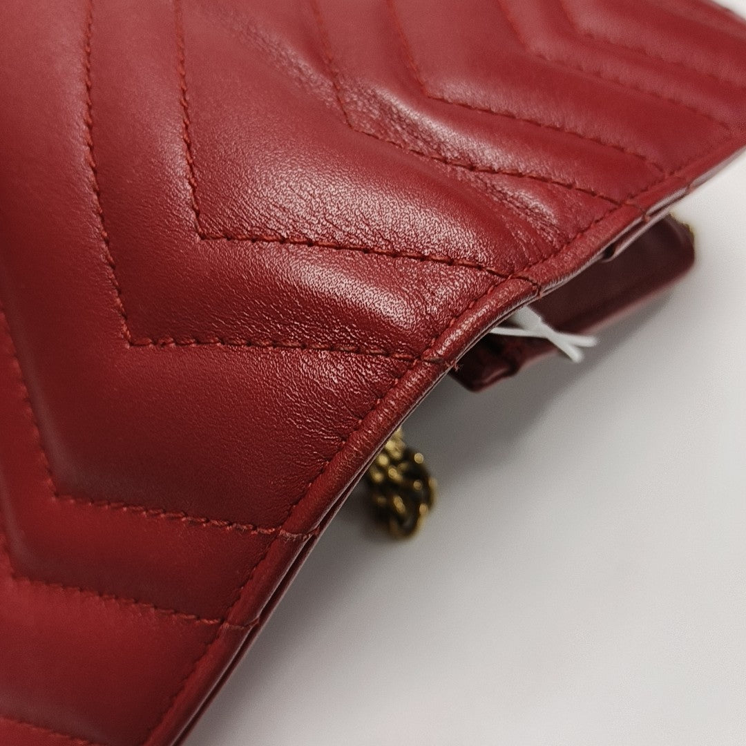 GG Marmont Super Mini Quilted Calfskin Red