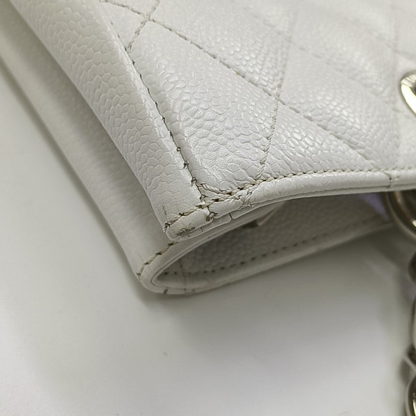 CHANEL GST Large Quilted Grained Calfskin White