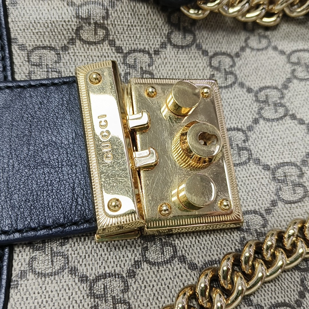 Padlock Small Monogram Coated Canvas Beige