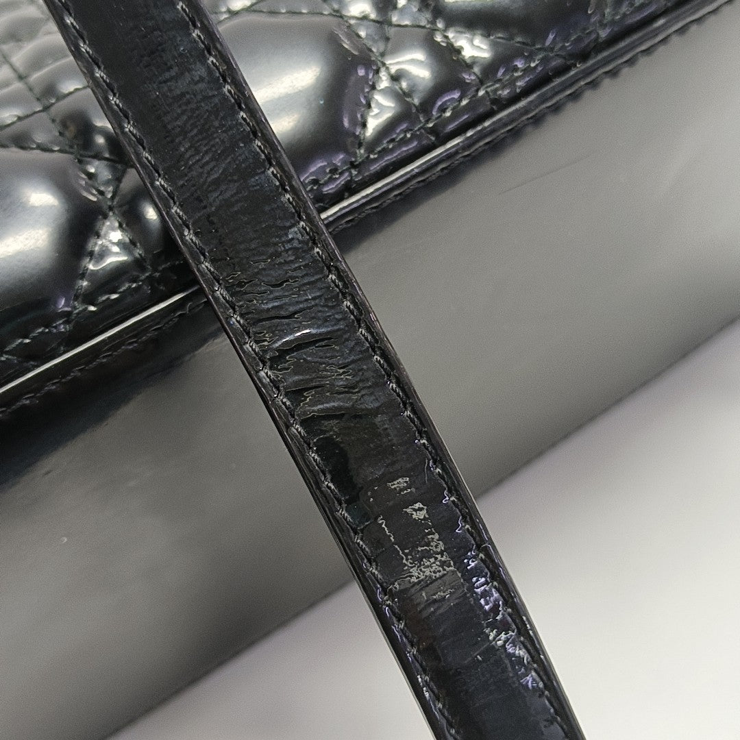 Lady Dior Medium Cannage Patent Leather Black