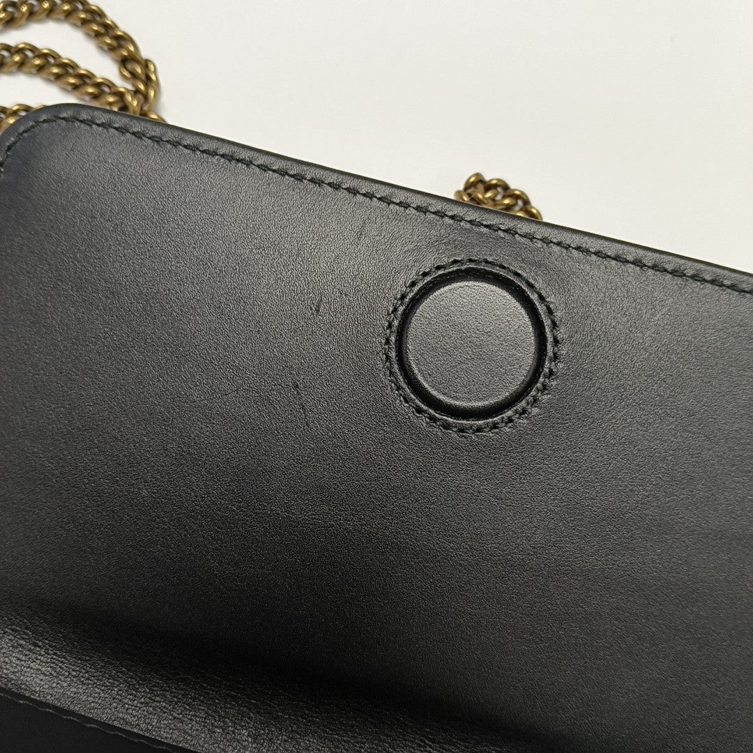 GG Marmont Super Mini Quilted Calfskin Black