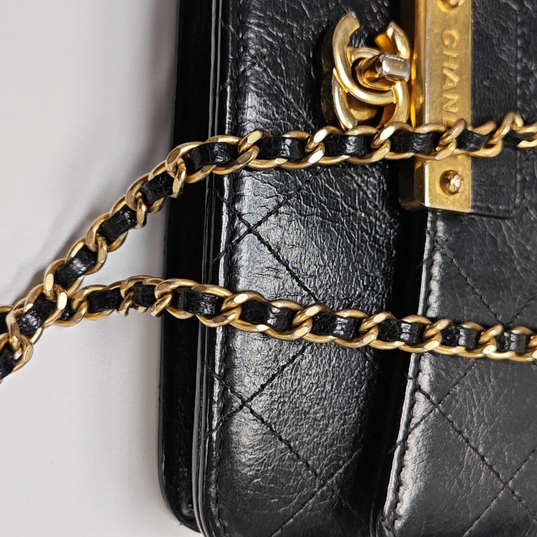 Quilted Calfskin Shoulder Bag Black