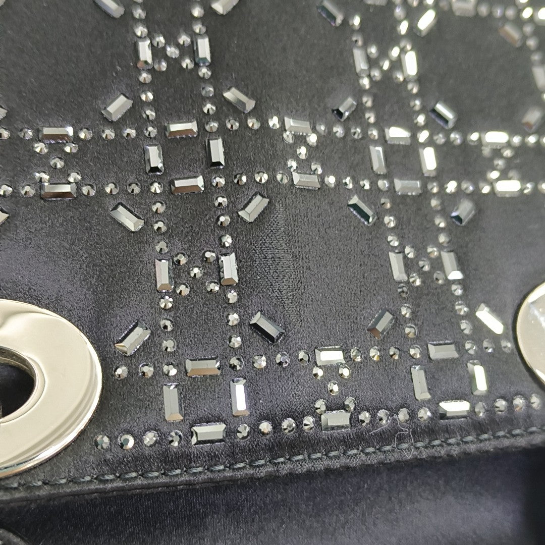 Lady Dior Mini Cannage Silk Satin Black