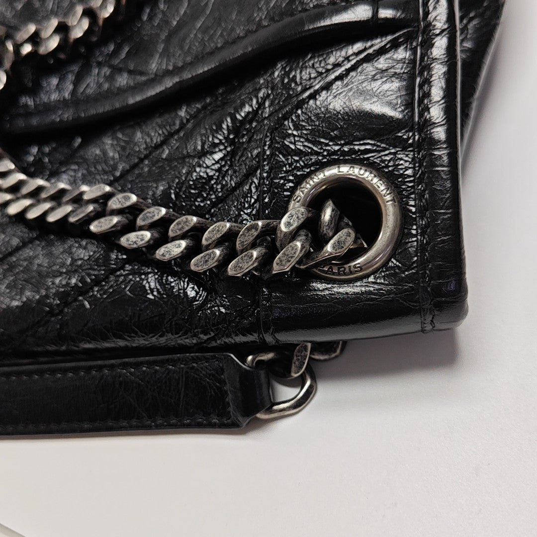 NIKI Medium Chevron Calfskin Black