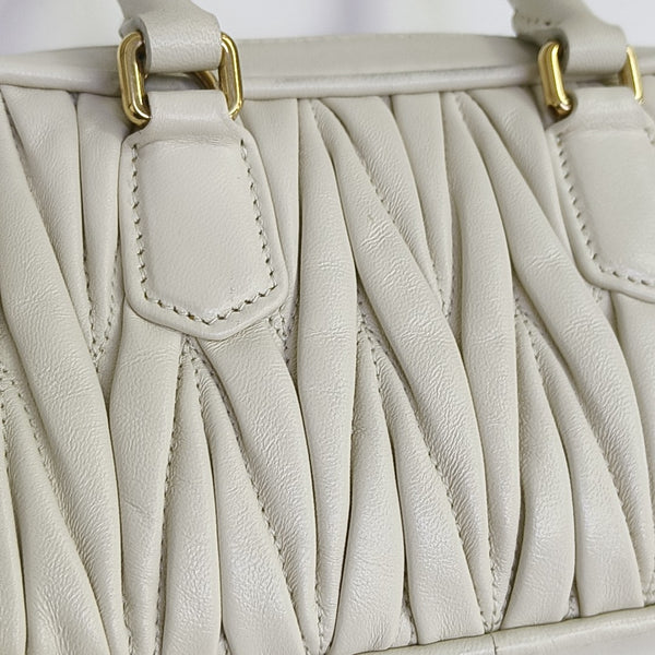 Arcadie Matelassé Mini Quilted Lambskin White