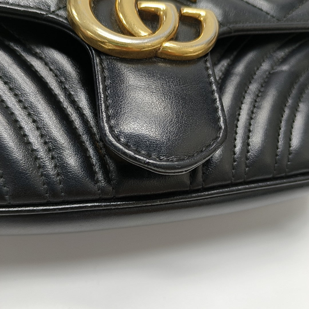 GG Marmont Small Quilted Calfskin Black