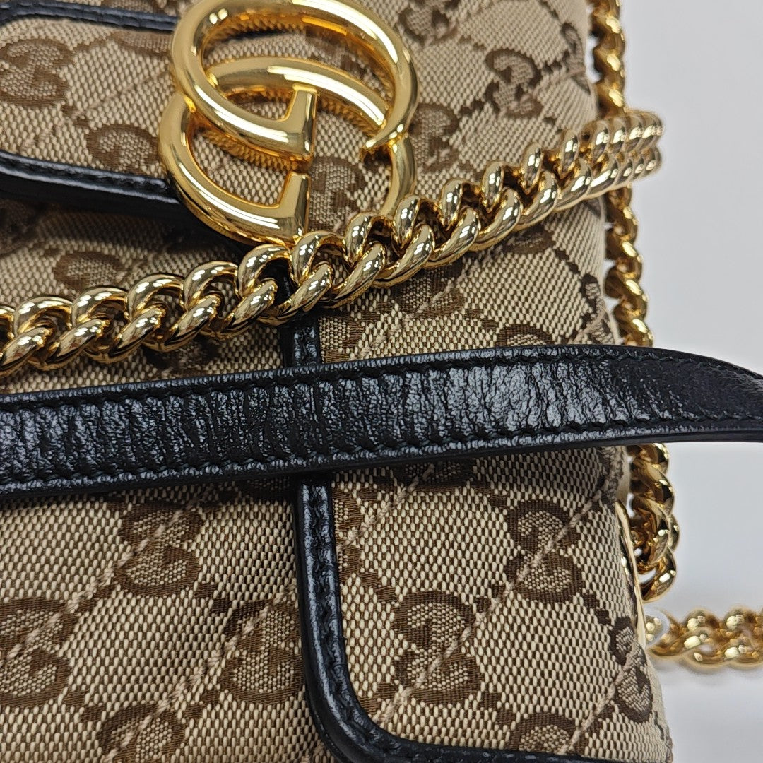 GG Marmont Small Quilted Canvas Brown