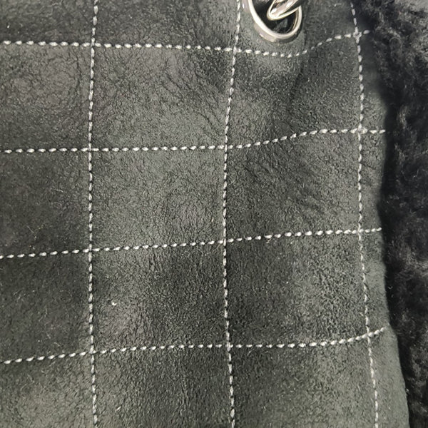 Quilted Fabric Top Handle Bag Black