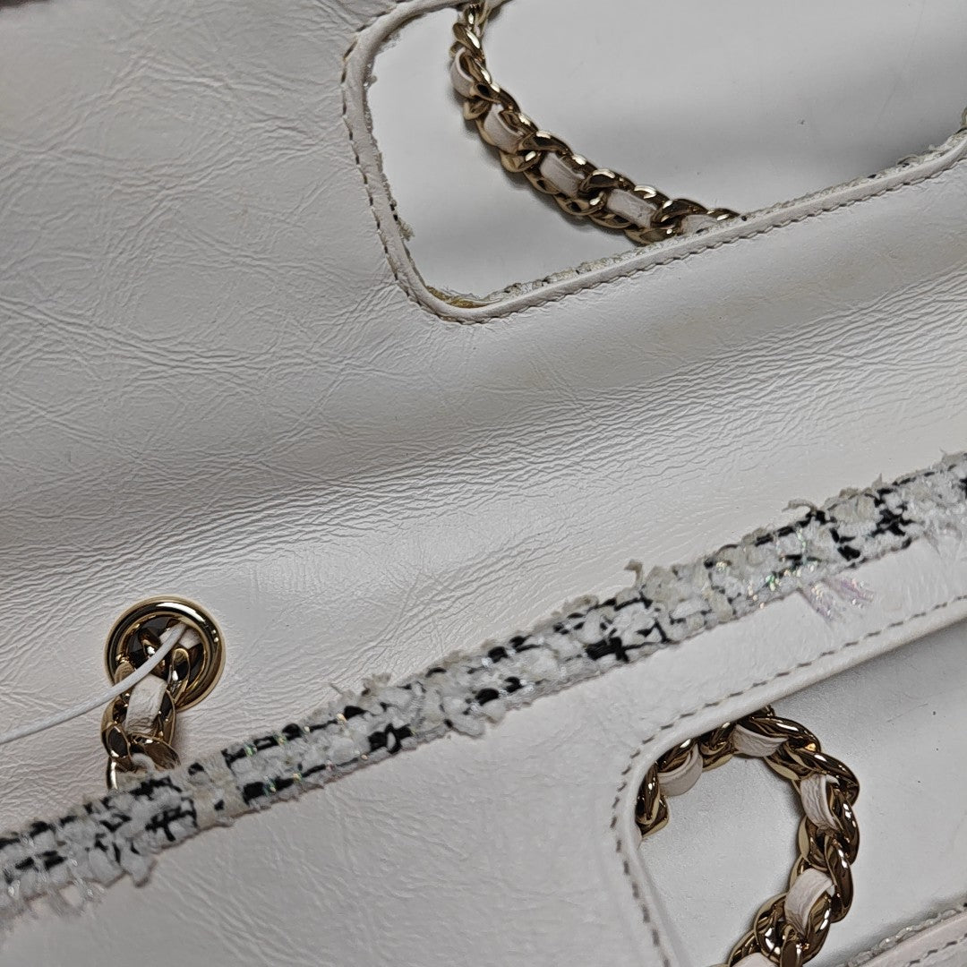 Quilted Calfskin Shoulder Bag White