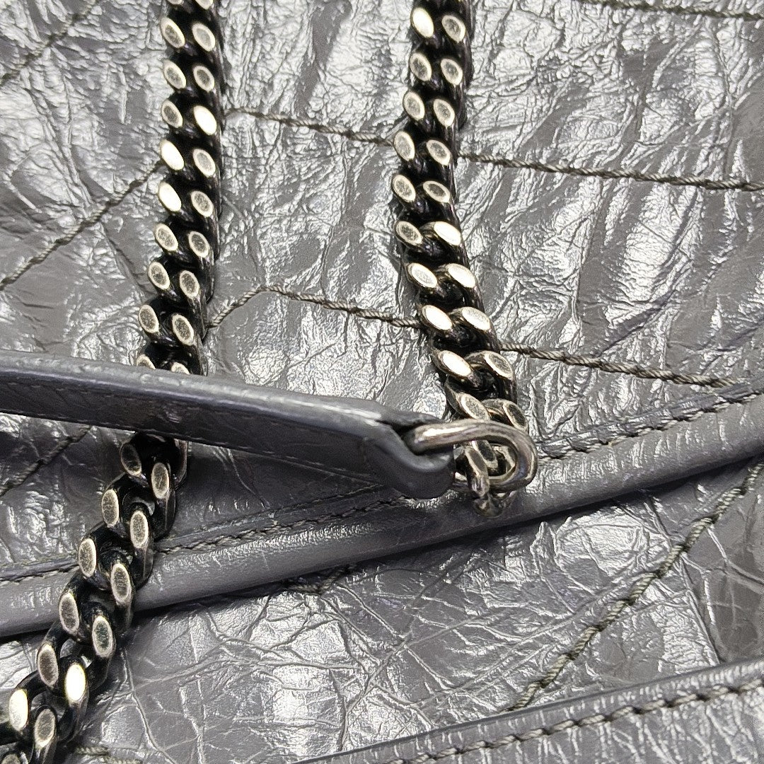 NIKI Small Chevron Calfskin Gray