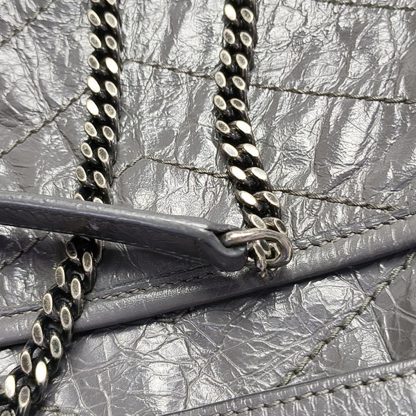 NIKI Small Chevron Calfskin Gray