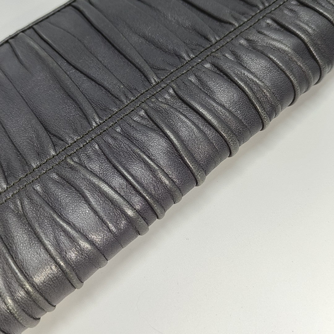 Fold Wallet Quilted Lambskin Gray Wallet